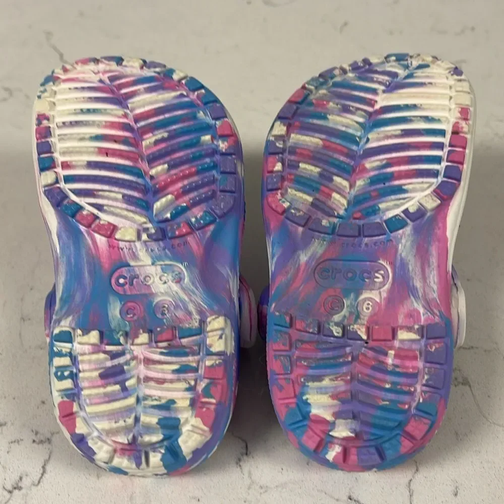 Crocs Classic Marbled Clog Toddler Size 6 Pastel Tie Dye